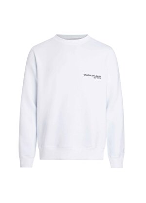 Calvin Klein Jeans Beyaz Erkek Sweatshırt J30J324625YAF