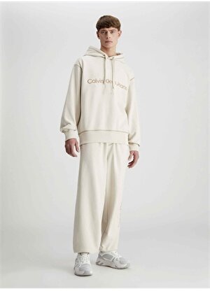 Calvin Klein Jeans Kapüşon Yaka Beyaz Erkek Sweatshırt J30J324623YBI