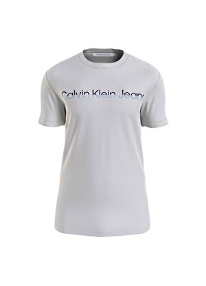 Calvin Klein Jeans Düz Açık Gri Erkek T-Shirt J30J324682PC8
