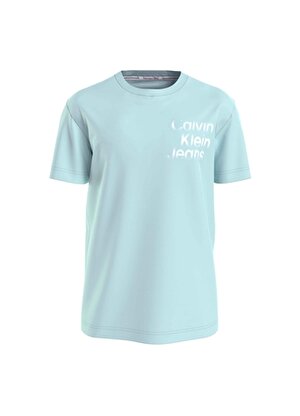 Calvin Klein Jeans Düz Mavi - Buz Erkek T-Shirt J30J325189CCP
