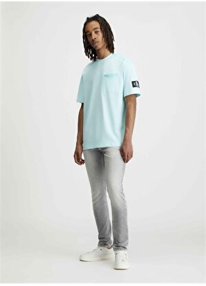Calvin Klein Jeans Düz Mavi - Buz Erkek T-Shirt J30J325215CCP