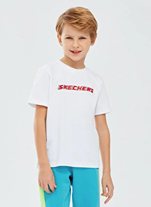Skechers Erkek Çocuk T-Shirt SK241017-100-Graphic Tee B Shrt Slv