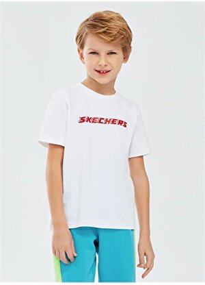 Skechers Erkek Çocuk T-Shirt SK241017-100-Graphic Tee B Shrt Slv