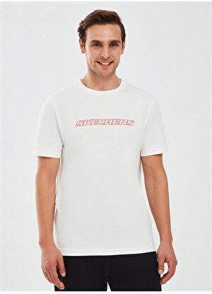 Skechers Kırık Beyaz Erkek Bisiklet Yaka Regular Fit T-Shirt S202243-102 Graphic  