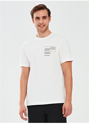 Skechers Kırık Beyaz Erkek Bisiklet Yaka Regular Fit T-Shirt S241066-102 Graphic T-Shirt M Short 
