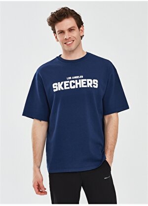 Skechers Lacivert Erkek Bisiklet Yaka Oversized T-Shirt S241070-410  