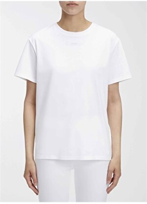 Calvin Klein Bisiklet Yaka Düz Beyaz Kadın T-Shirt MICRO LOGO T SHIRT