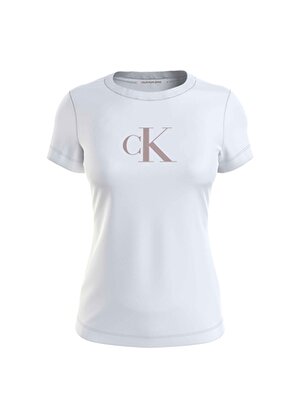 Calvin Klein Jeans Bisiklet Yaka Baskılı Beyaz Kadın T-Shirt J20J2223430K4