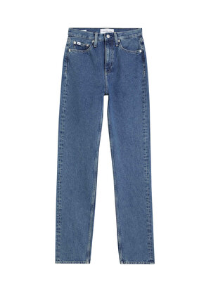 Calvin Klein Jeans Yüksek Bel Düz Paça Normal Mavi Kadın Denim Pantolon J20J2224431A4
