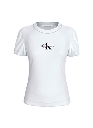 Calvin Klein Jeans Bisiklet Yaka Düz Beyaz Kadın T-Shirt J20J222564YAF