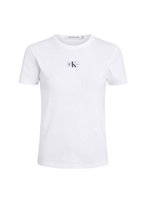 Calvin Klein Jeans Bisiklet Yaka Düz Beyaz Kadın T-Shirt J20J222687YAF