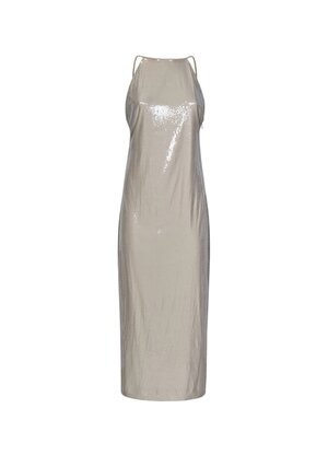 Calvin Klein Klasik Yaka Düz Gri Midi Kadın Elbise K20K206166PA8