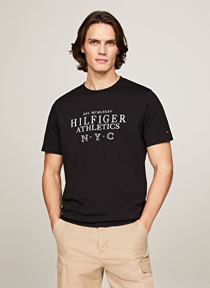 Tommy Hilfiger Bisiklet Yaka Siyah Erkek T-Shirt MW0MW34389