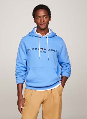 Tommy Hilfiger Kapüşon Yaka Mavi Erkek Sweatshırt MW0MW11599