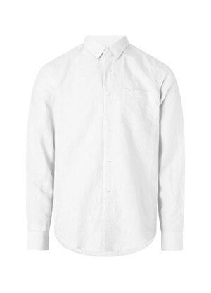 Calvin Klein Slim Fit Düğmeli Yaka Beyaz Erkek Gömlek K10K108664YAF