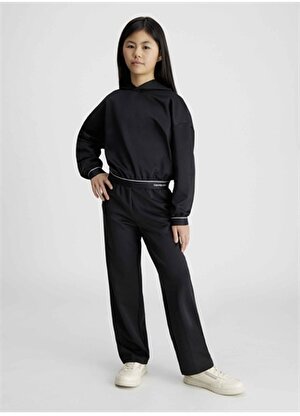 Calvin Klein Siyah Kız Çocuk Eşofman Takımı SHINE LOGO TAPE HWK HOODIE SET