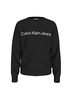 Calvin Klein Düz Erkek Siyah Sweatshırt INST. LOGO REGULAR CN