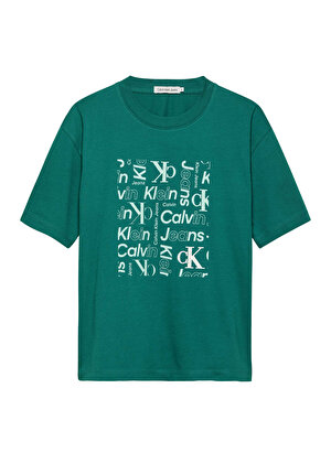 Calvin Klein Baskılı Yeşil Erkek Çocuk T-Shirt INST. CK AOP PLACED BOX T-SHIRT