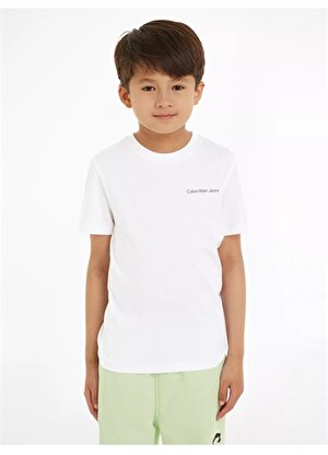 Calvin Klein Beyaz Kız Çocuk T-Shirt CHEST INST. LOGO SS T-SHIRT