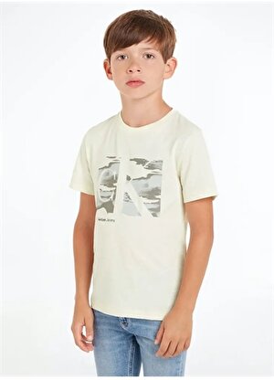 Calvin Klein Baskılı Beyaz Erkek Çocuk T-Shirt SERENITY MONOGRAM SS T-SHIRT