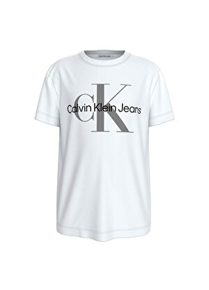 Calvin Klein Beyaz Kız Çocuk Bisiklet Yaka Baskılı T-Shirt CK MONOGRAM SS T-SHIRT 