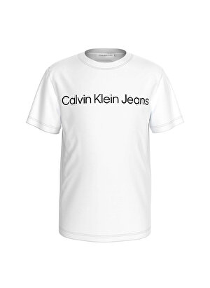 Calvin Klein Beyaz Kız Çocuk Bisiklet Yaka T-Shirt INST. LOGO SS T-SHIRT  