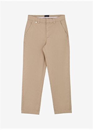 Brooks Brothers Normal Bel Duble Paça Regular Fit Bej Kadın Denim Pantolon Dikme Logo Detaylı Basic Pantolon