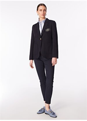 Brooks Brothers Regular Fit Lacivert Kadın Ceket Logo Nakışlı Mono Kapama Ceket