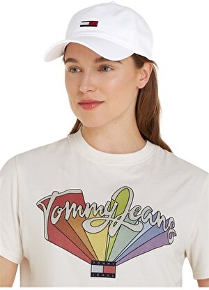 Tommy Jeans Beyaz Kadın Şapka TJW ELONGATED FLAG CAP
