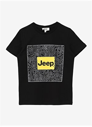 Jeep Siyah Erkek Çocuk Bisiklet Yaka Relaxed Baskılı T-Shirt C4SB-TST4091