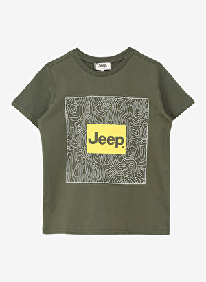 Jeep Haki Erkek Çocuk Bisiklet Yaka Relaxed Baskılı T-Shirt C4SB-TST4091