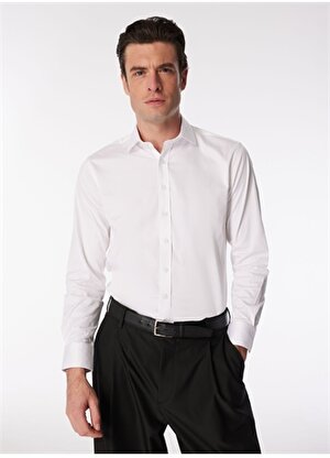 Network Slim Fit Gömlek Yaka Beyaz Erkek Gömlek 1090619