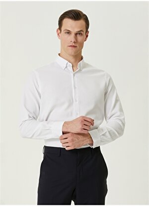 Network Comfort Fit Düğmeli Yaka Beyaz Erkek Gömlek 1090680