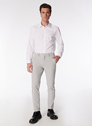 Network Normal Bel Duble Paça Slim Fit Gri Erkek Pantolon 1090660