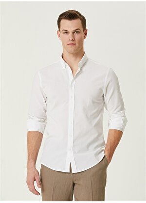 Network Slim Fit Gömlek Yaka Beyaz Erkek Gömlek 1090743