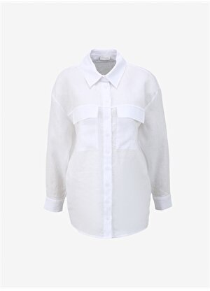 Network Beyaz Kadın Regular Fit Keten Gömlek 1091099   