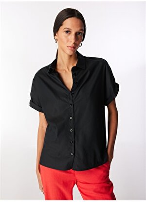Network Basic Gömlek Yaka Siyah Kadın Gömlek 1091223