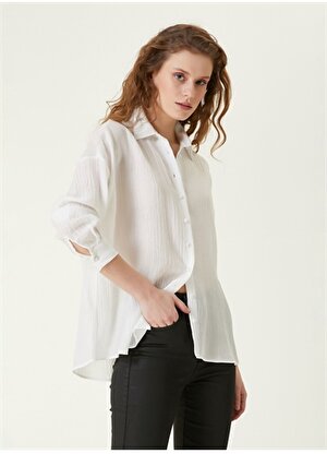 Network Geniş Fit Gömlek Yaka Beyaz Kadın Gömlek 1091231