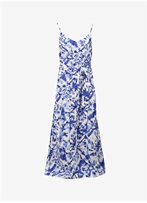 Network Klasik Yaka Mavi Uzun Kadın Elbise 1091182