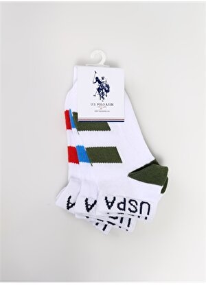 U.S. Polo Assn. Beyaz Erkek Çocuk Patik Çorap TARU-3-IY24 3'LÜ