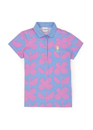 U.S. Polo Assn. Açık Mavi - Pembe Kız Çocuk Slim Fit Polo T-Shirt SOTA