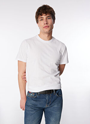 Lee Cooper Yuvarlak Yaka Beyaz Erkek T-Shirt 242 LCM 242019 BASELO BEYAZ