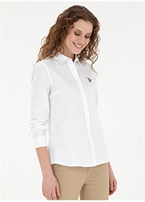U.S. Polo Assn. Slim Fit Gömlek Yaka Beyaz Kadın Gömlek CRISCOLOR024Y
