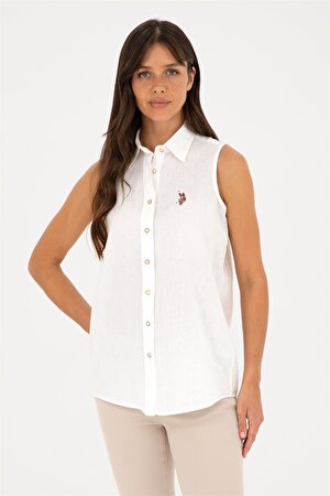 U.S. Polo Assn. Standart Gömlek Yaka Beyaz Kadın Gömlek ELMYKISA