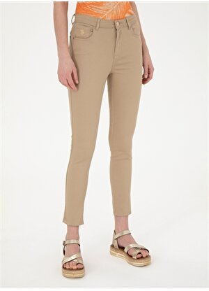 U.S. Polo Assn. Yüksek Bel Toothpick Kum Kadın Pantolon GLEMOS