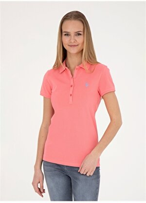 U.S. Polo Assn. Pembe Kadın Slim Fit Polo T-Shirt GTP-IY24