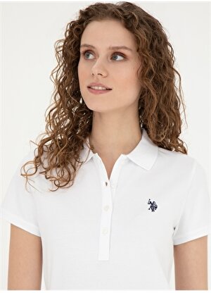 U.S. Polo Assn. Beyaz Kadın Slim Fit Polo T-Shirt GTP-IY24