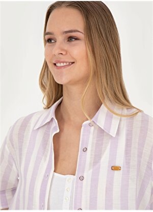 U.S. Polo Assn. Comfort Fit Gömlek Yaka Lila Kadın Gömlek LORIN024Y-T