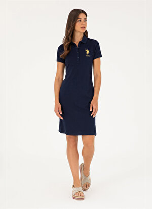 U.S. Polo Assn. Polo Yaka Lacivert Kısa Kadın Elbise MTS02224-075