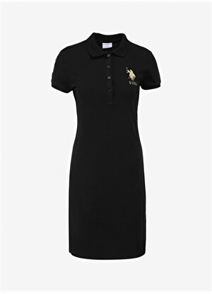 U.S. Polo Assn. Polo Yaka Siyah Kısa Kadın Elbise MTS02224-075